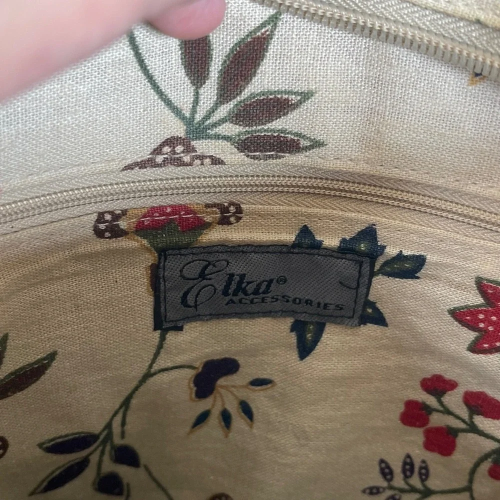 Vintage Elka Woven Straw Floral Applique Satchel Purse Handbag‎ Boho Cottage